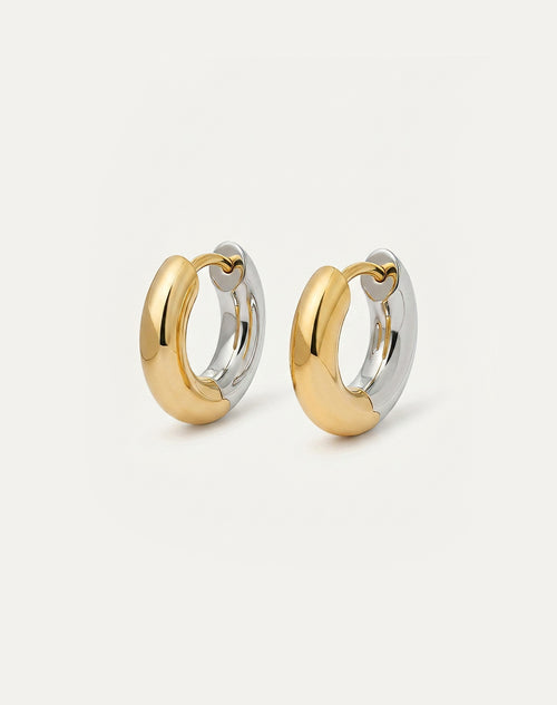 BE BALANCED Hoop Earrings 13.5mm (Huggies) - Gold & Silver