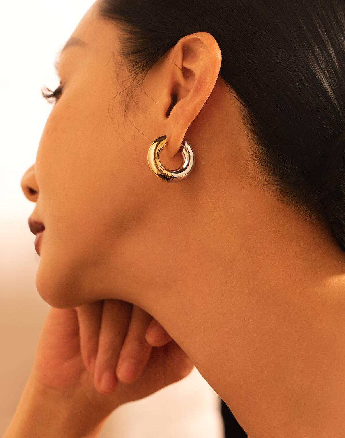 BE BALANCED Hoop Earrings 26.0mm - Gold & Silver