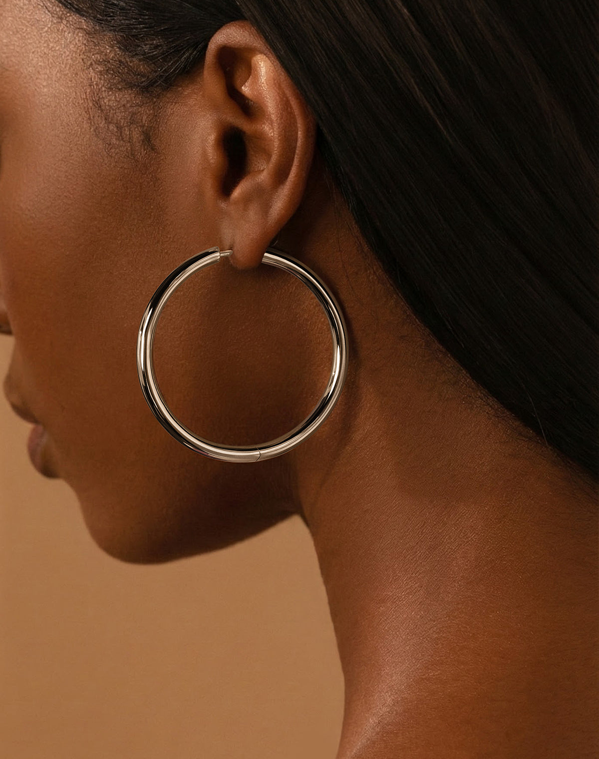 BE GOLDEN Hoop Earrings 50.0mm - Silver